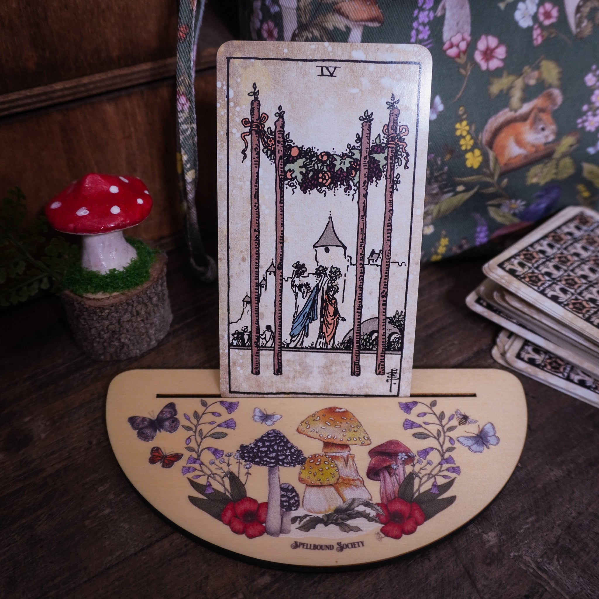 Wooden Mushroom Tarot Card Holder Oracle Card Holder – Spellbound Society