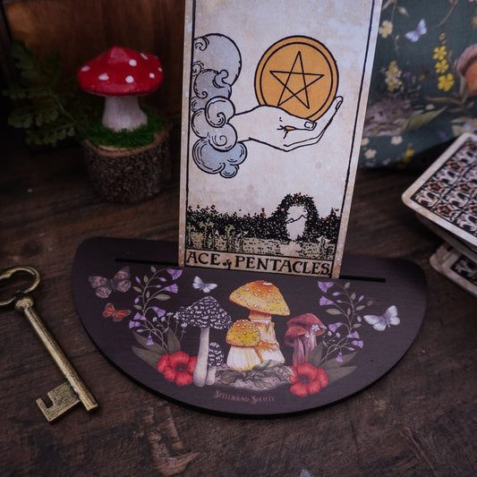 Wooden Dark Mushroom Tarot Card Holder Oracle Card Holder