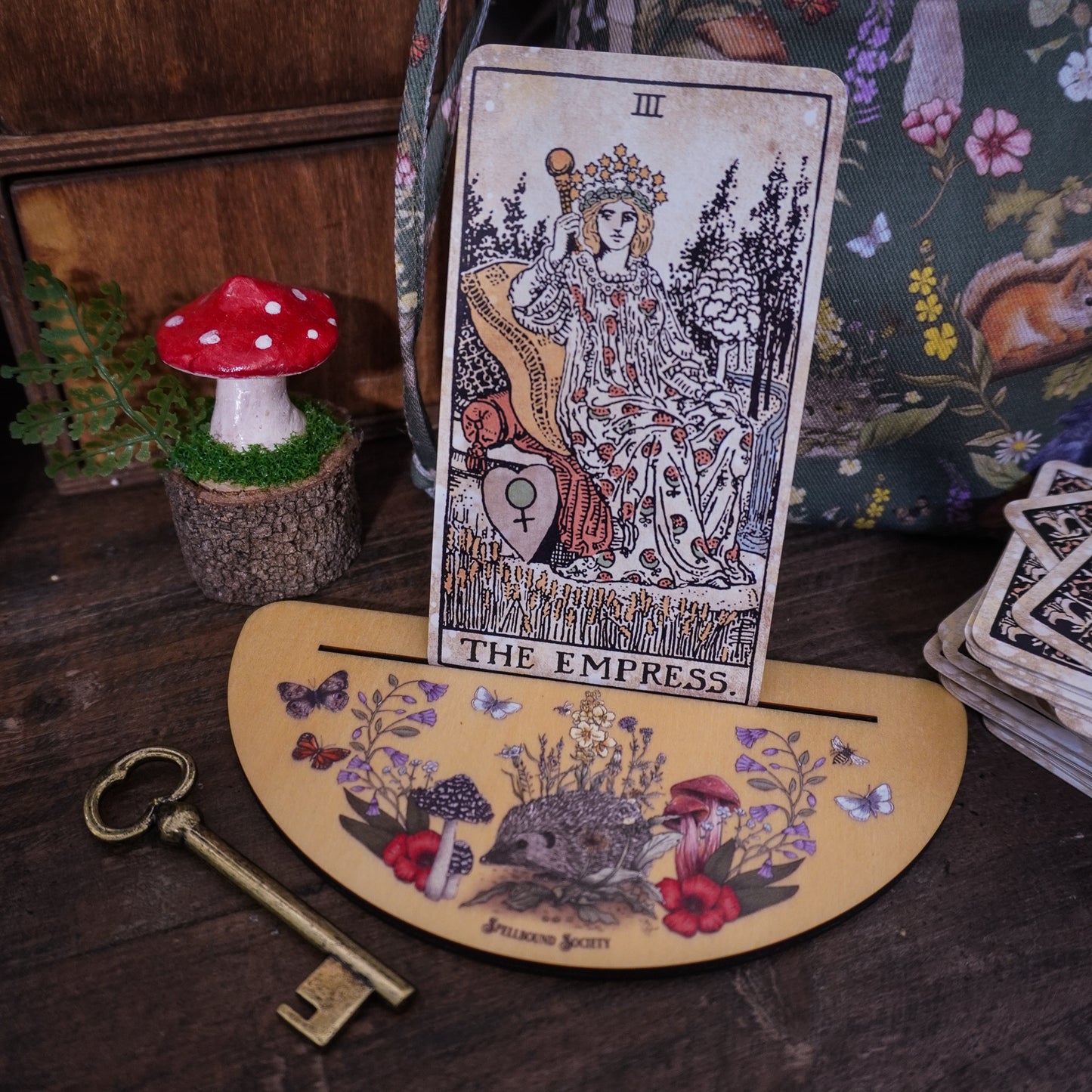 Wooden Hedgehog Tarot Card Holder Oracle Card Holder