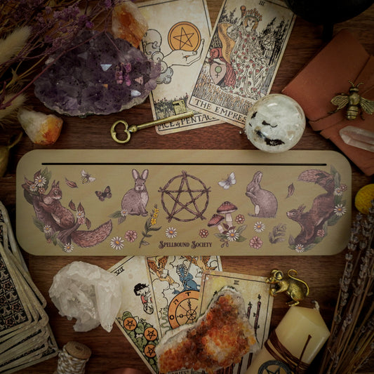 Rabbits and Squirrels Tarot Card Holder Oracle Card Holder - Green Background