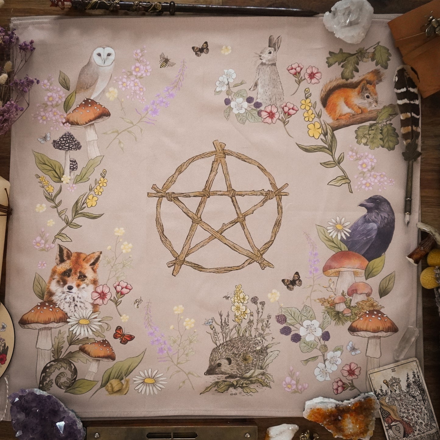 Woodland Animal light divination reading cloth / altar cloth