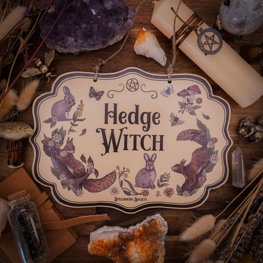 Woodland Animals Hedge Witch Cottage Wall Sign