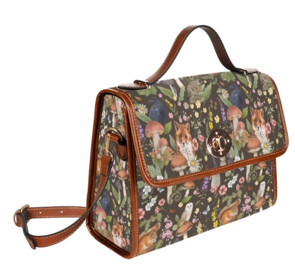 Woodland Animals - Brown background - Satchel Bag