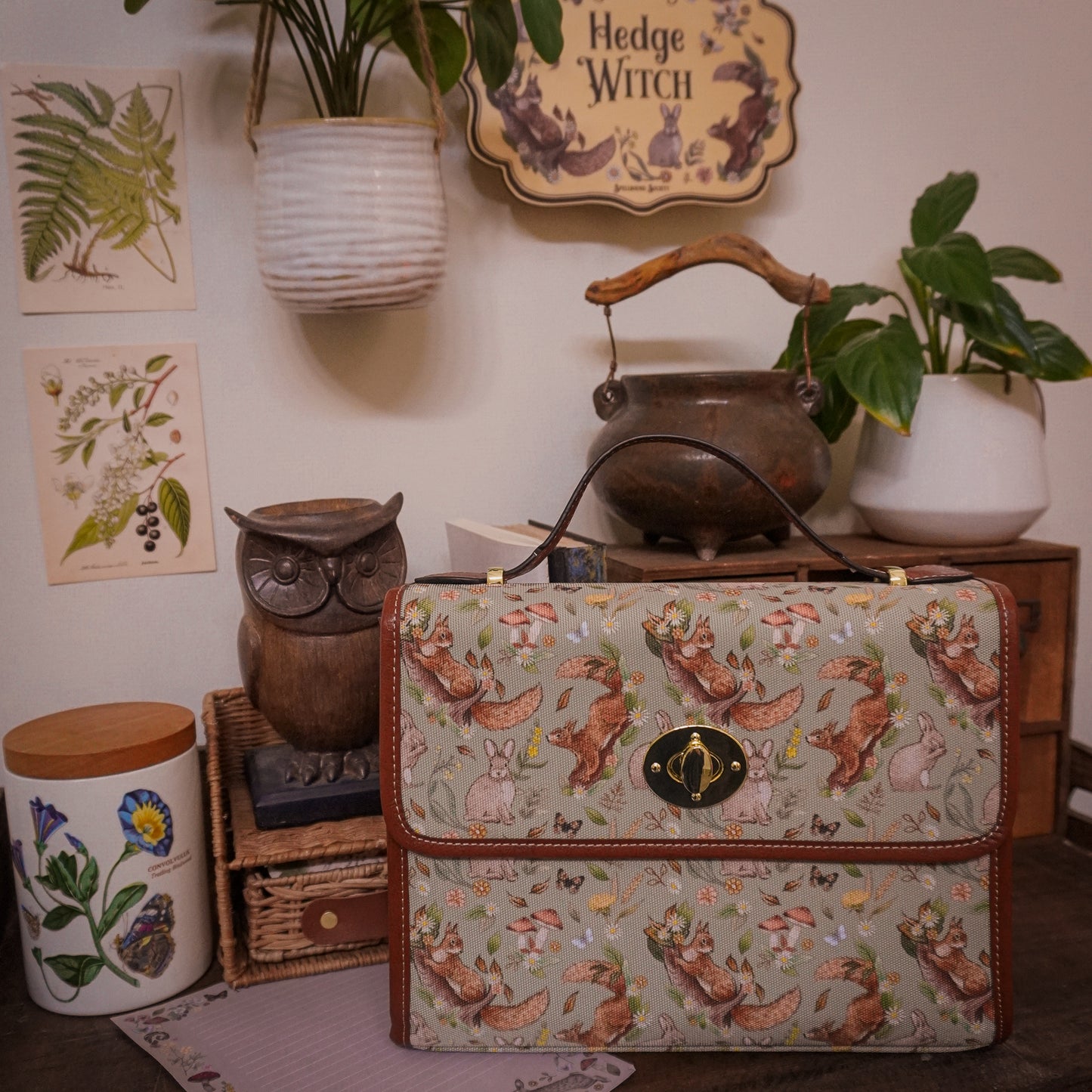 Rabbits and Squirrels - Light Green Background - Satchel Bag