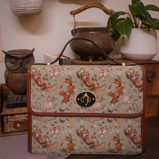 Rabbits and Squirrels - Light Green Background - Satchel Bag