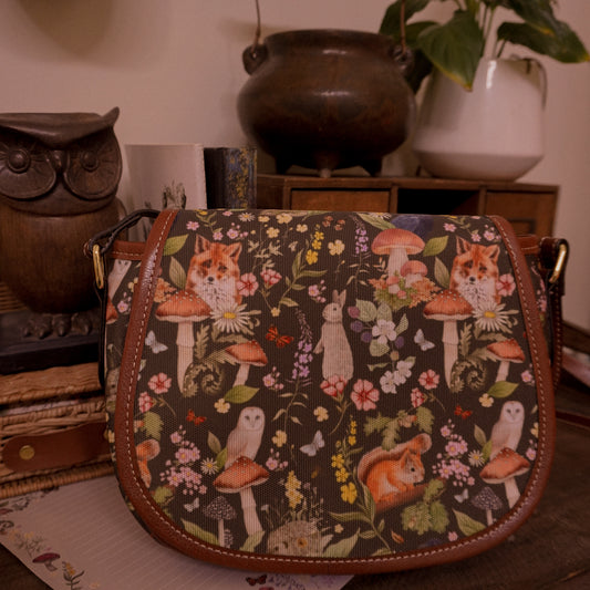 Woodland Animals - Brown Background - Saddle Bag