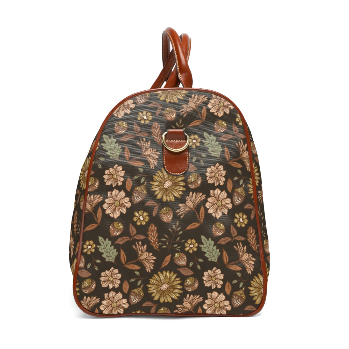 Acorn Leaves - Dark Background - Waterproof Travel Bag