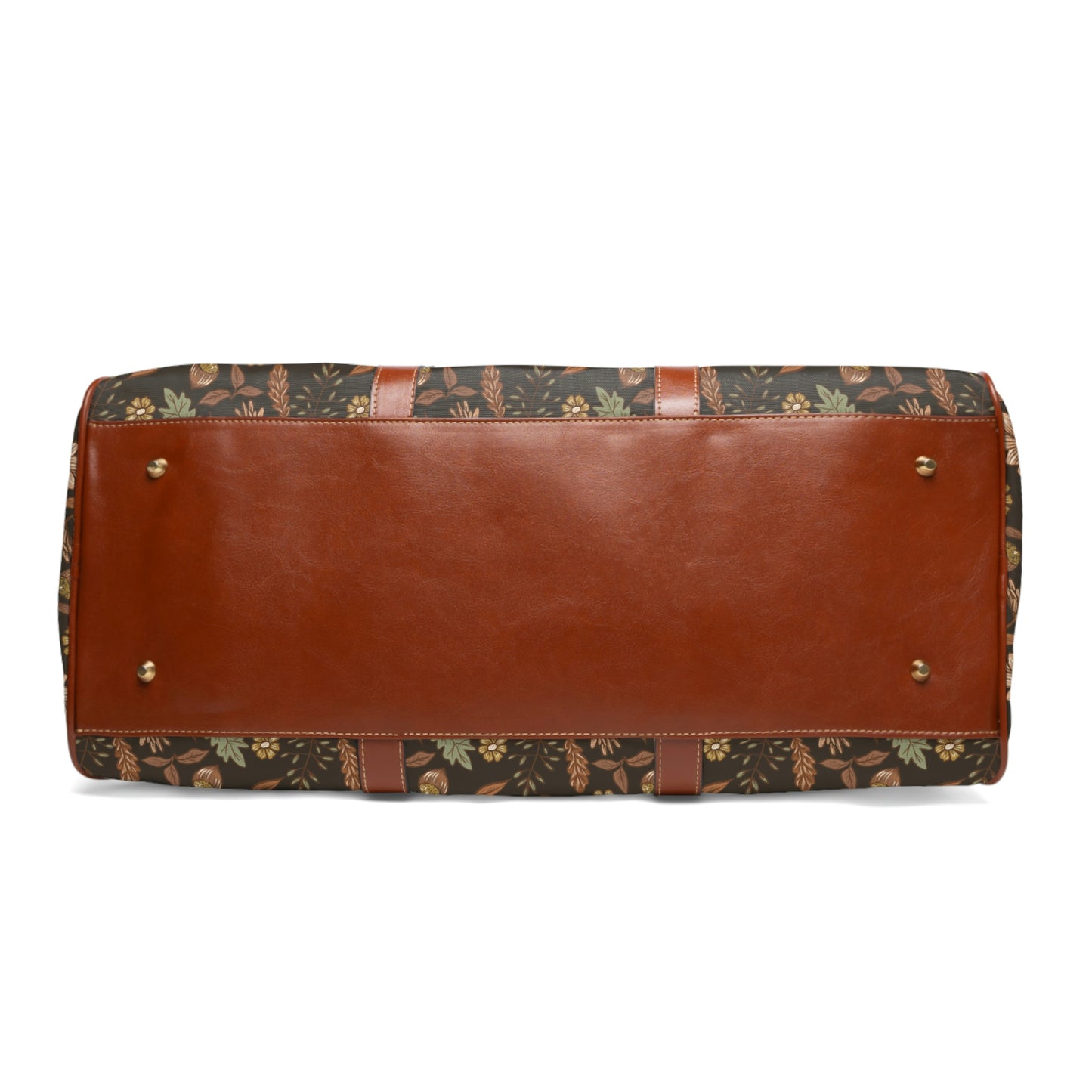 Acorn Leaves - Dark Background - Waterproof Travel Bag