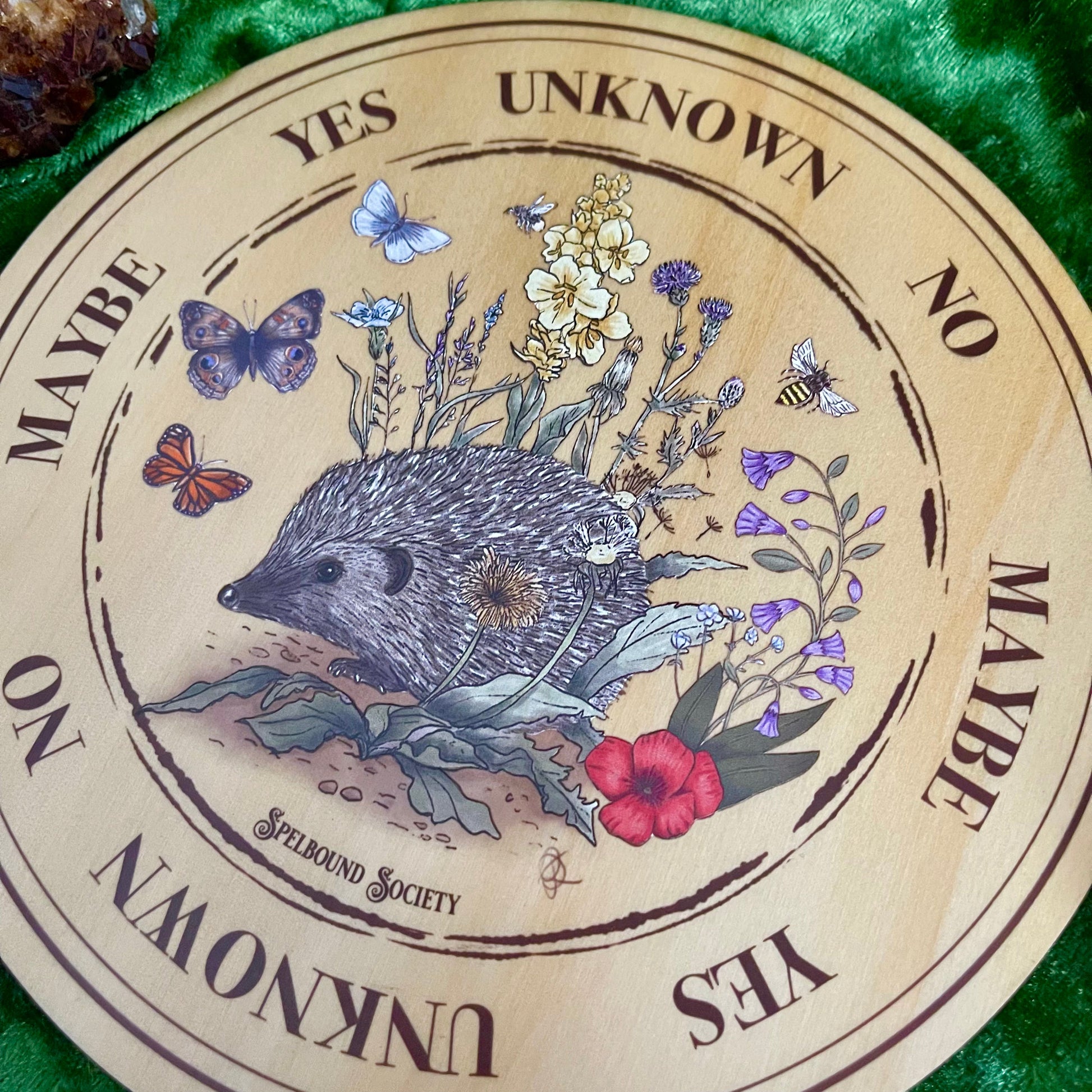 Hand drawn Wooden Board Hedgehog Pendulum Board