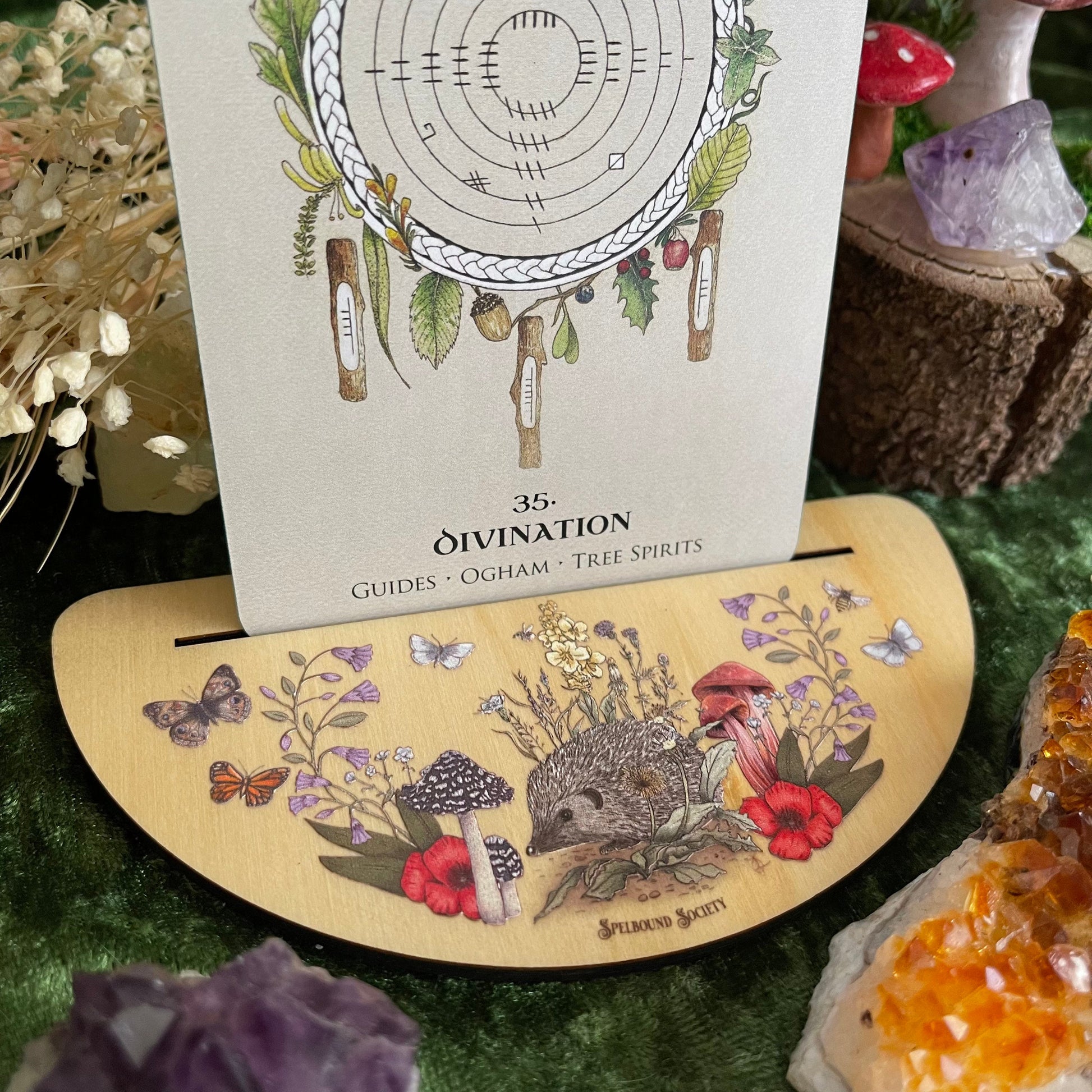 Wooden Hedgehog Tarot Card Holder Oracle Card Holder