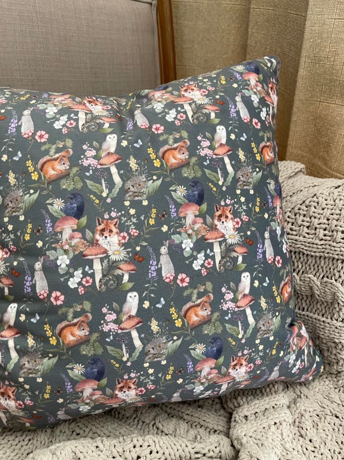 Woodland Rabbit - Forest Green Background - Pillow Case