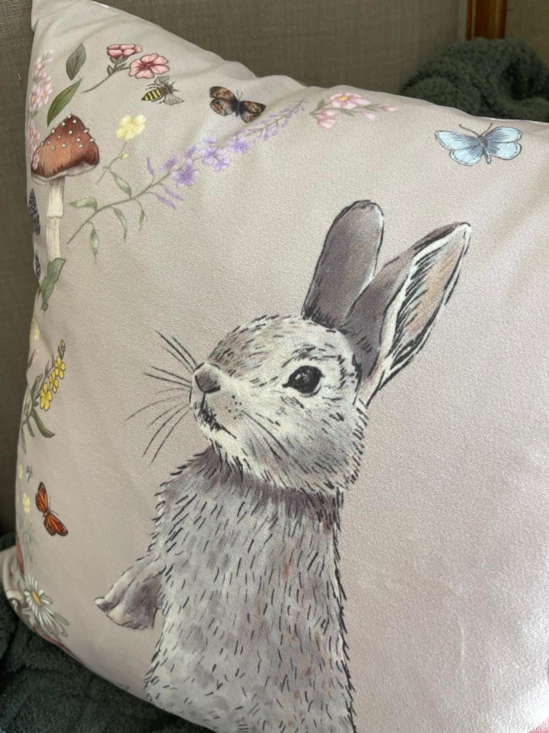 Woodland Rabbit - Wheat Background Pillow Case